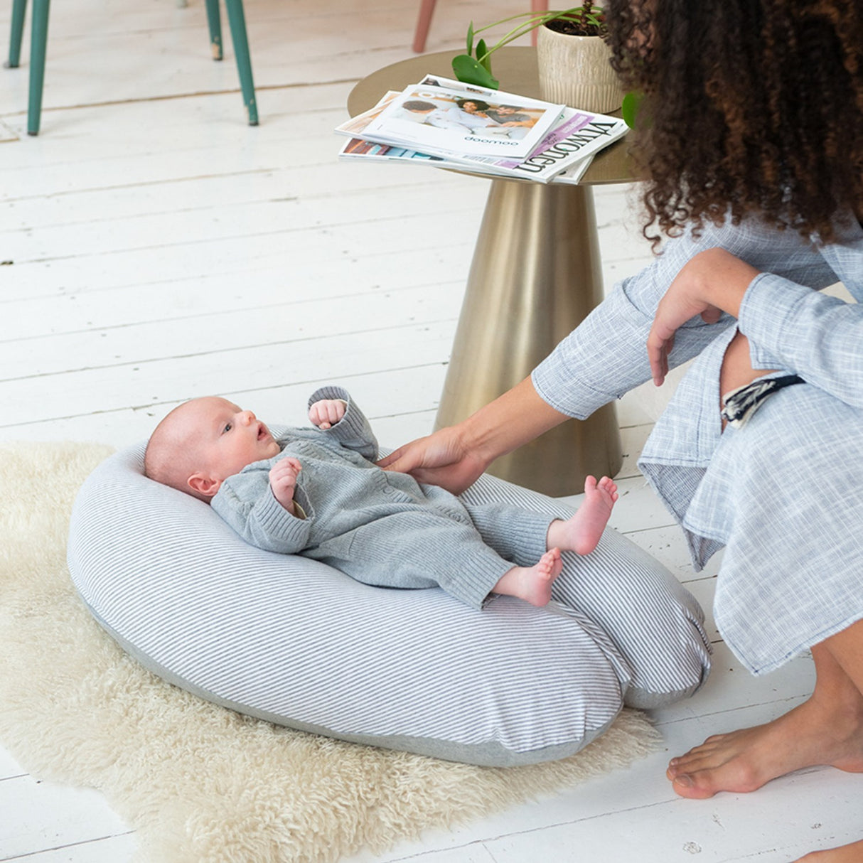Doomoo Striped Grey Nursing & Pregnancy Kudde