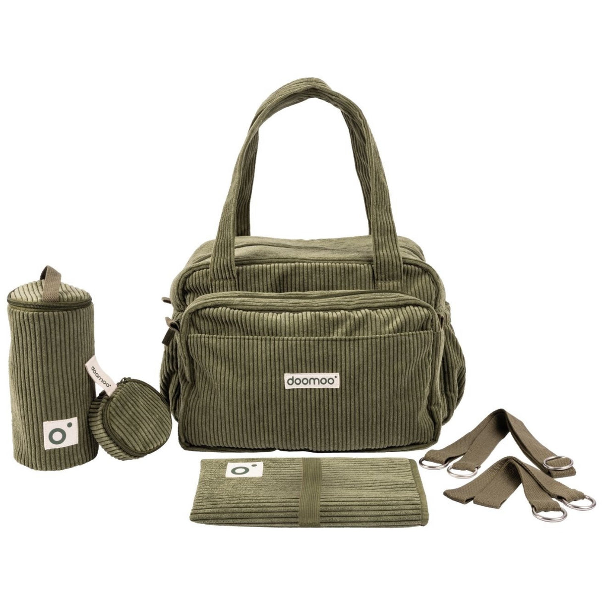 Doomoo Corduroy Khaki Diaper Väska Med 8 Tillbehör