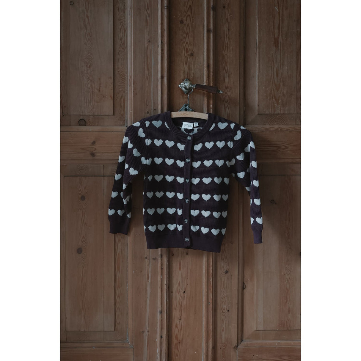 Petit Piao Huckleberry Heart Aop Ppelia Stickad Cardigan