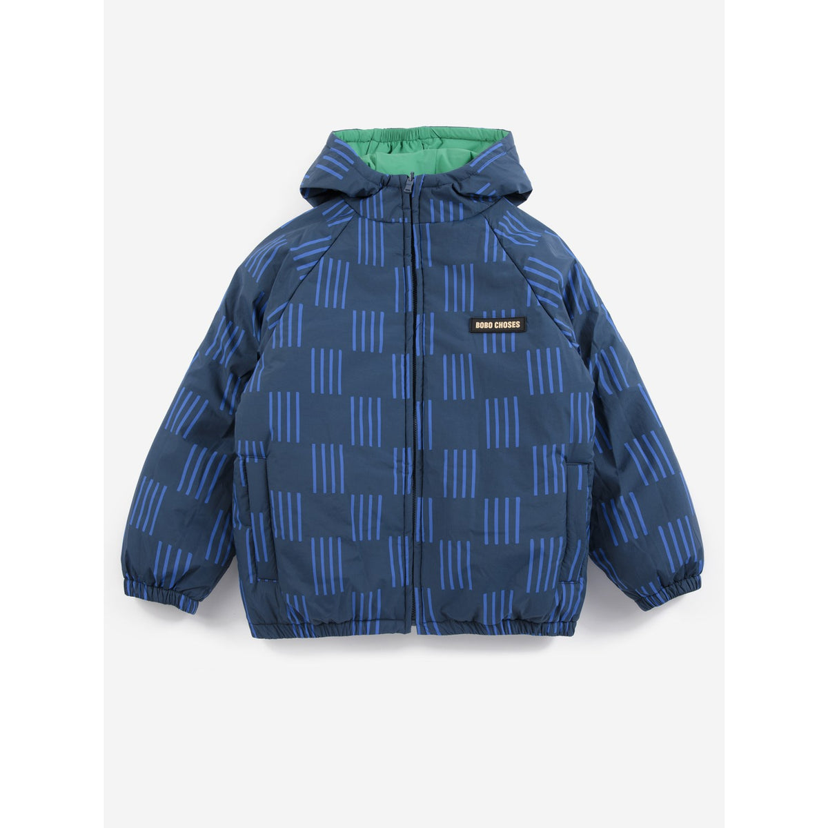 Bobo Choses Navy Blue Almost Moiré All Över Vändbar Anorak