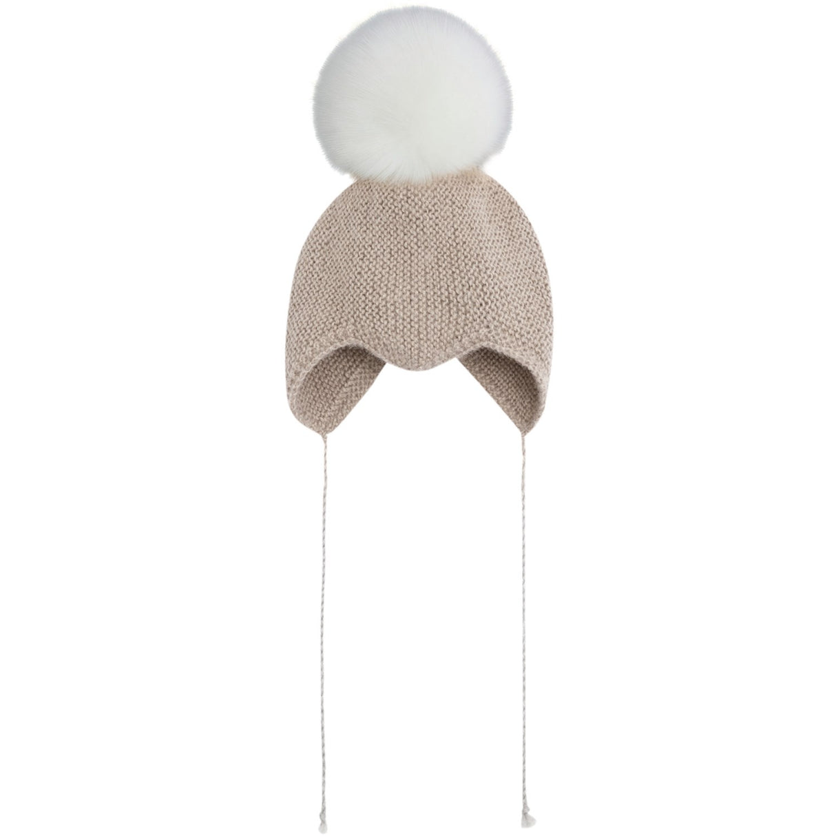 Huttelihut Off-White Bonnet Ull Stickad Alpaca Pompom