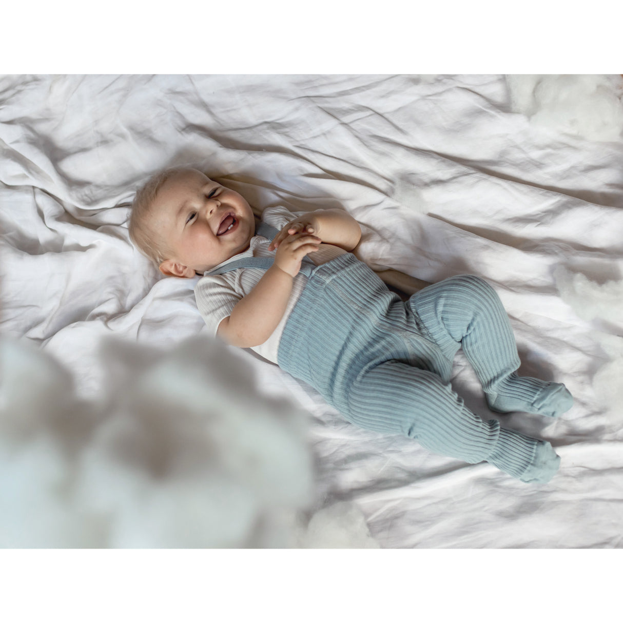 Silly Silas Hippy Footed Strumpbyxar Med Braces Misty Blue