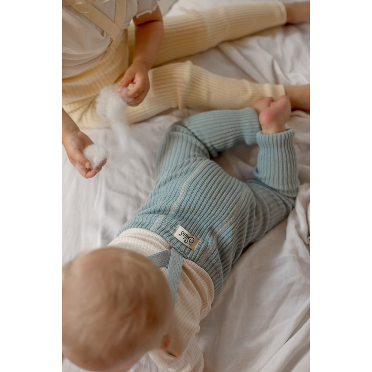 Silly Silas Hippy Footless Strumpbyxar Med Braces Misty Blue