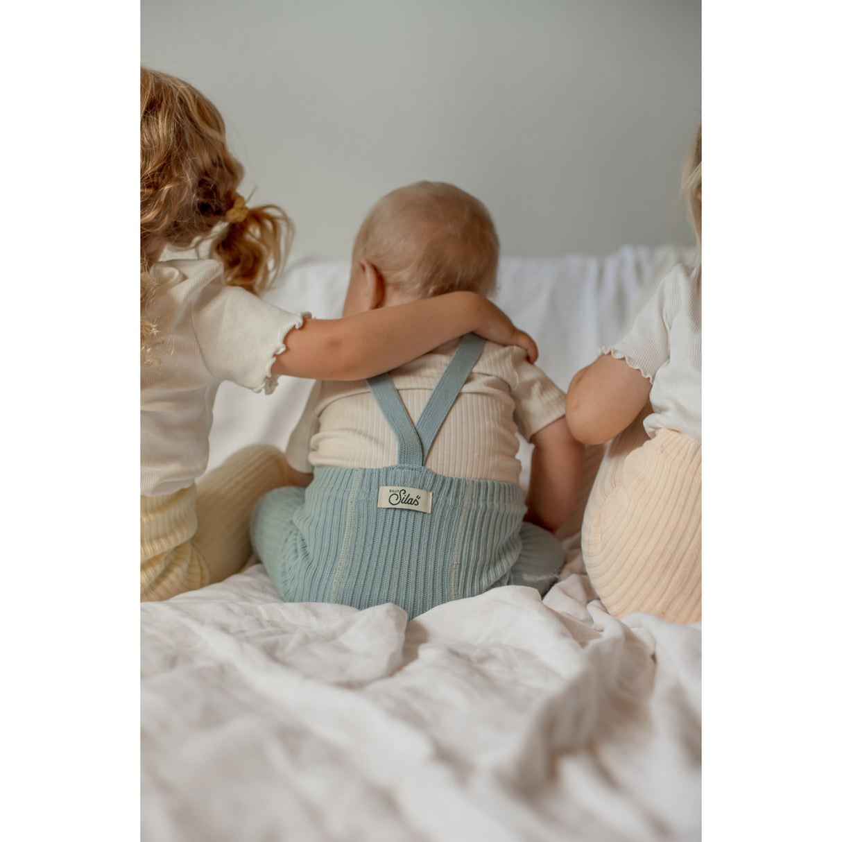 Silly Silas Hippy Footless Strumpbyxar Med Braces Misty Blue