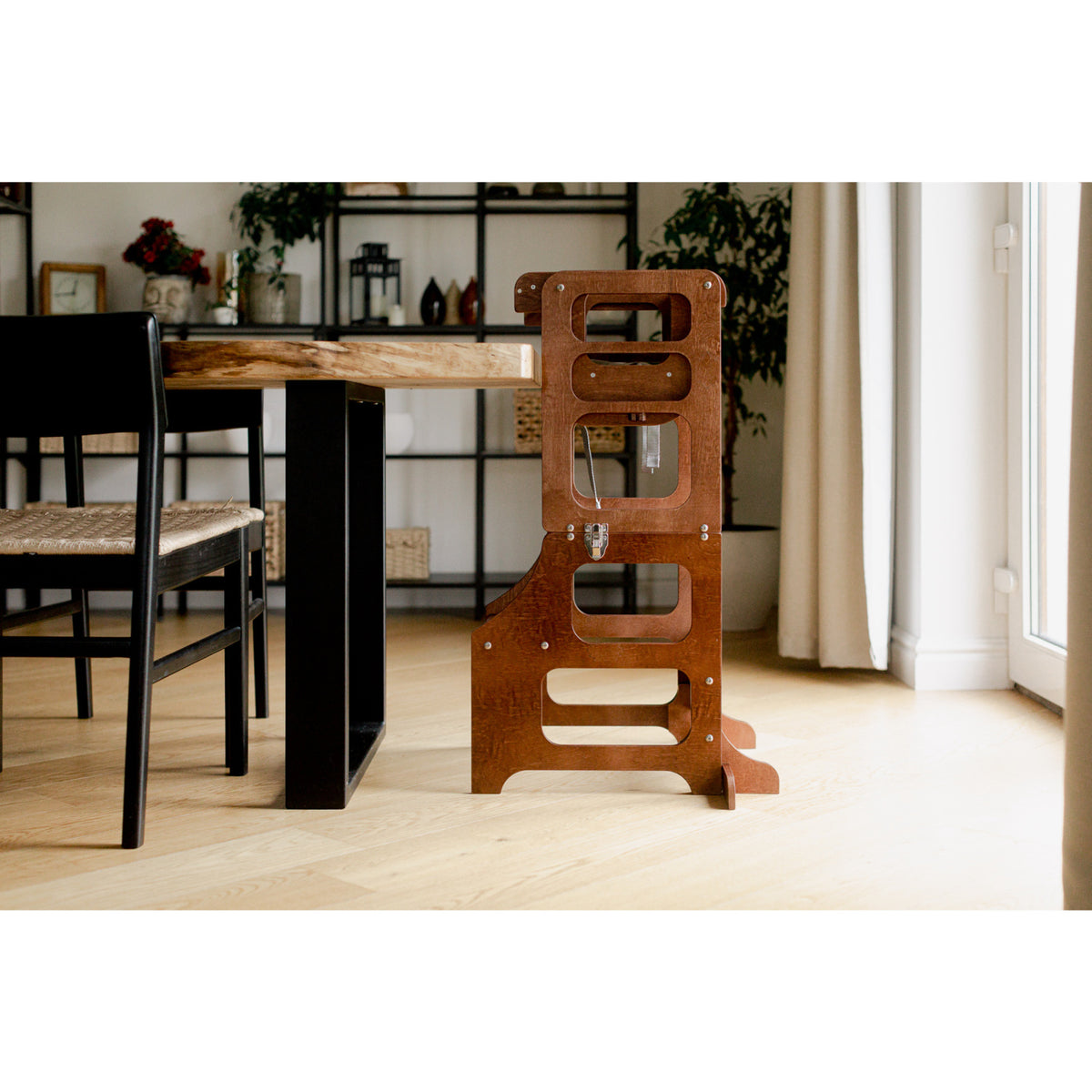 Duck Woodworks Honey Glaze Foldbar Kitchen Tower Stained Med Højt Stol Addon Sett