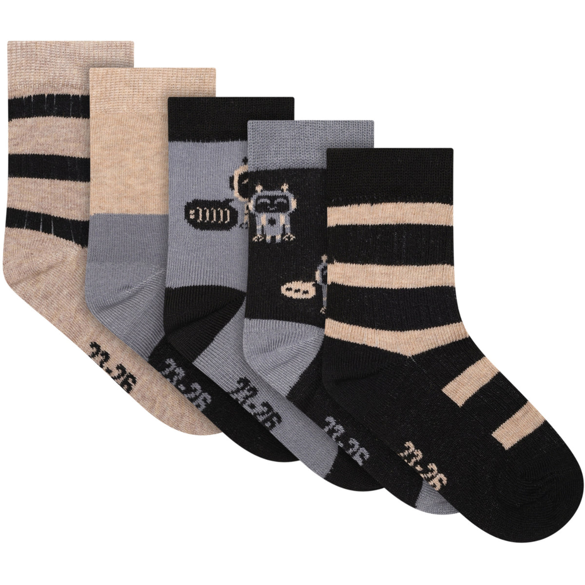 Minymo Blau Gray Strumpor M/ Pattern (5-Pack)