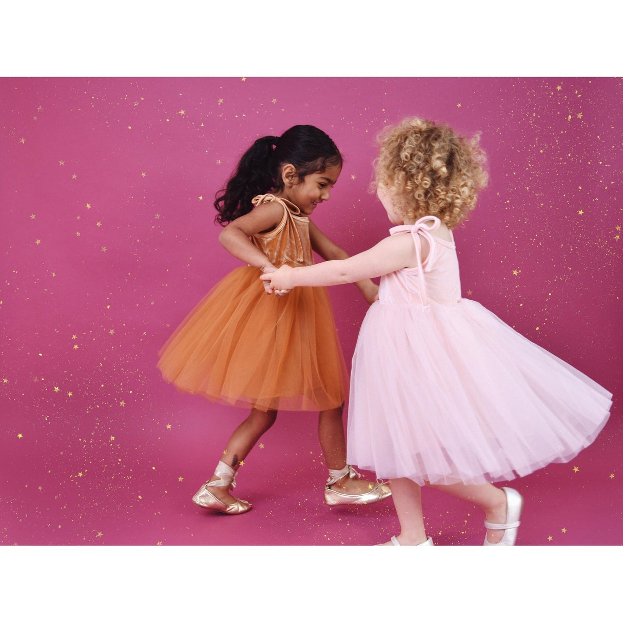 Dolly by Le Petit Tom Pink Dolly Universe Velvet Cosmic Strings Tutu Klänning