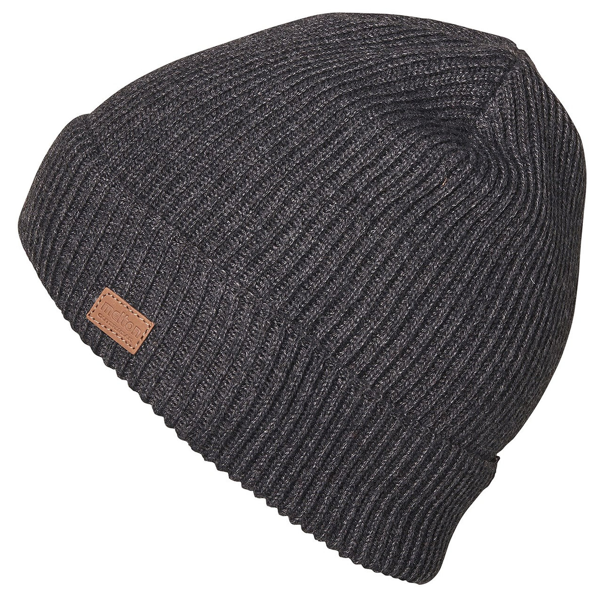 MELTON dark grey melange Basic ribbad hatt