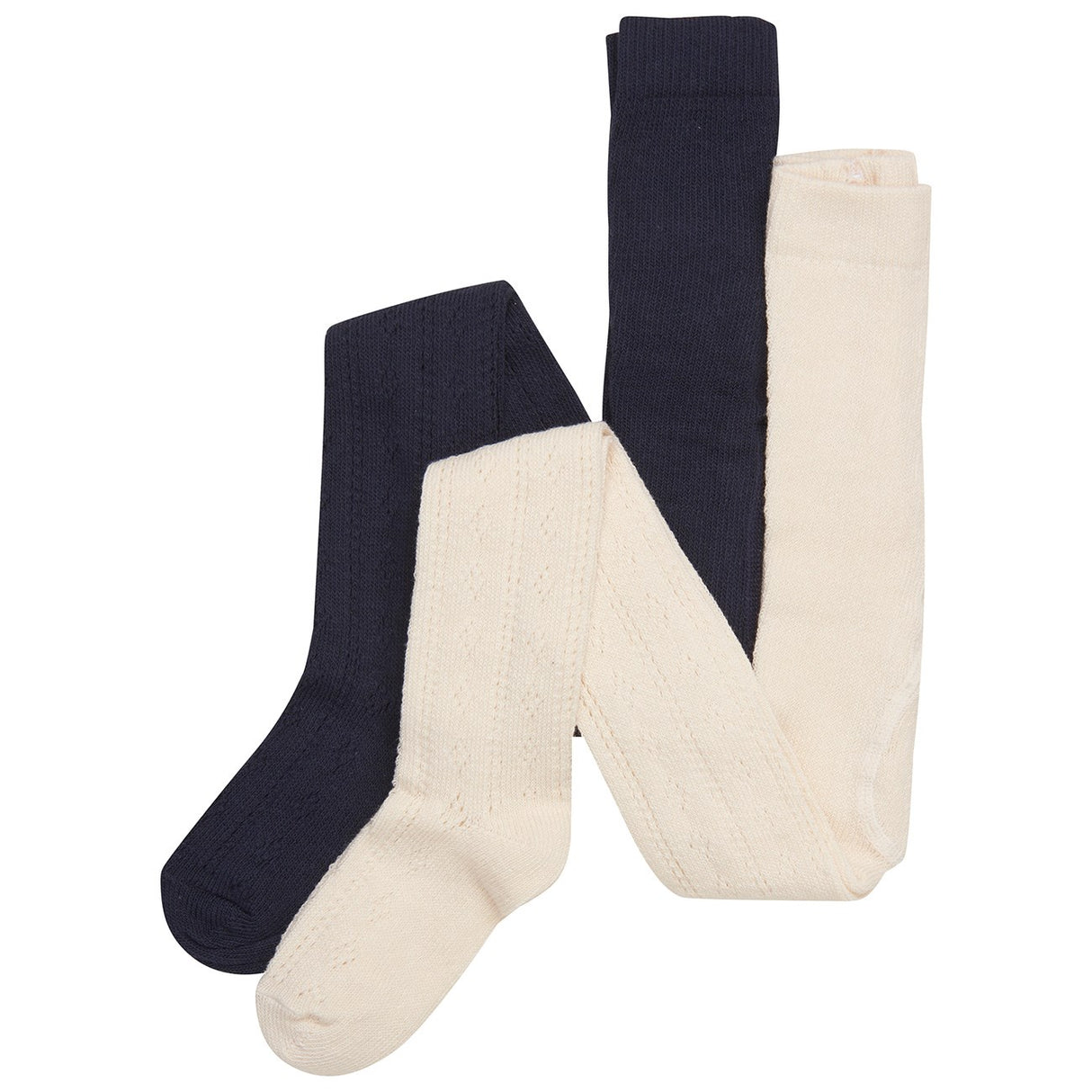 Minymo Offwhite Pointelle 2-pack strumpbyxor