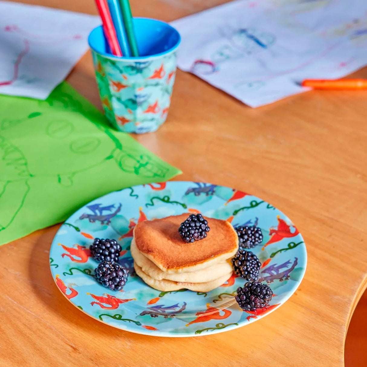 Rice Melamin Kids Sidoplatta med Dragon Print