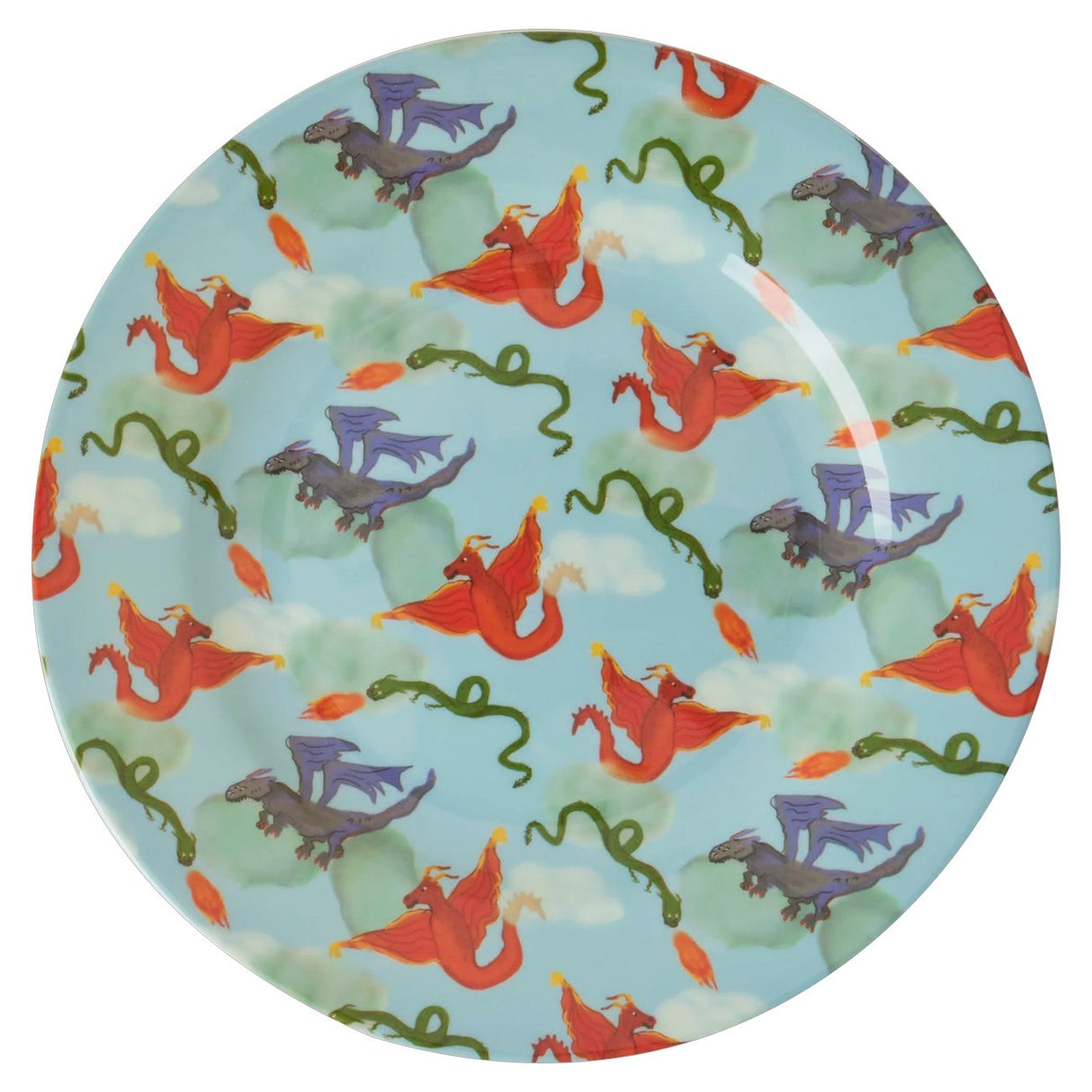 Rice Melamin Kids Sidoplatta med Dragon Print