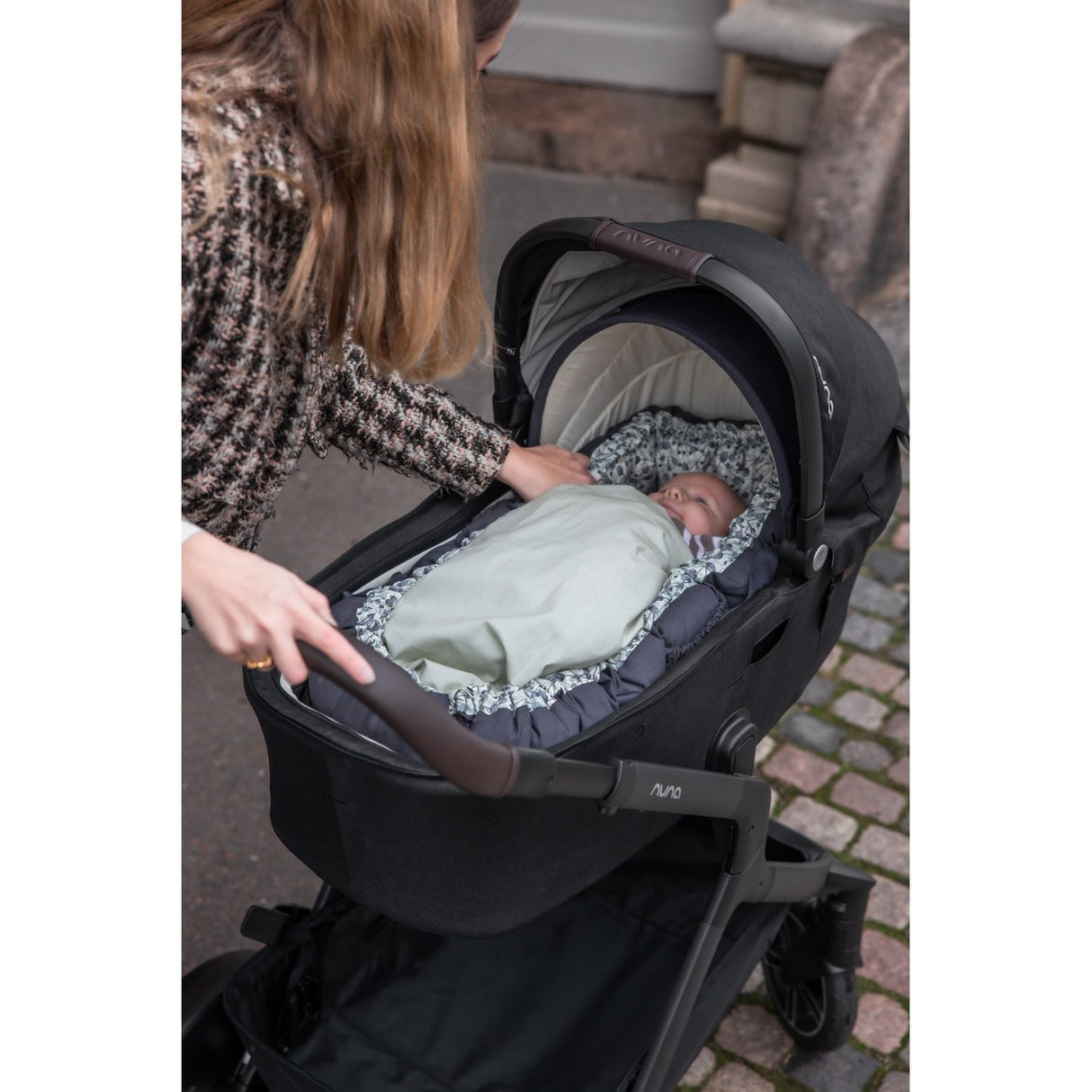 Sebra Blue Olive Huva For 3-In-1 Baby Nest