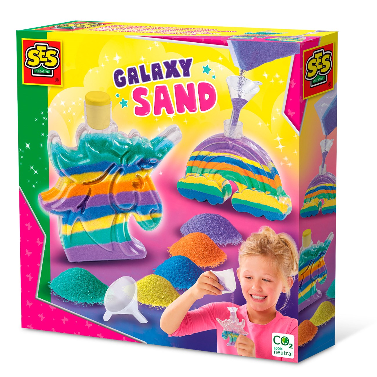 SES Creative Sand Art - Galaxy - Enhörning och regnbåge