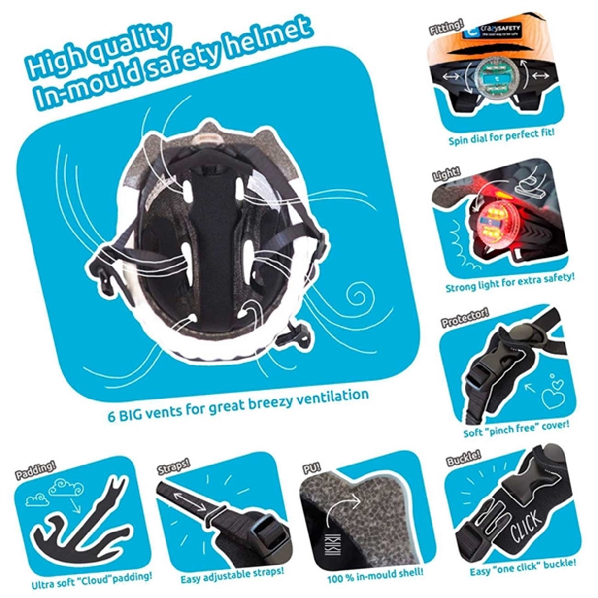 Crazy Safety Shark Cykelhjälm Black