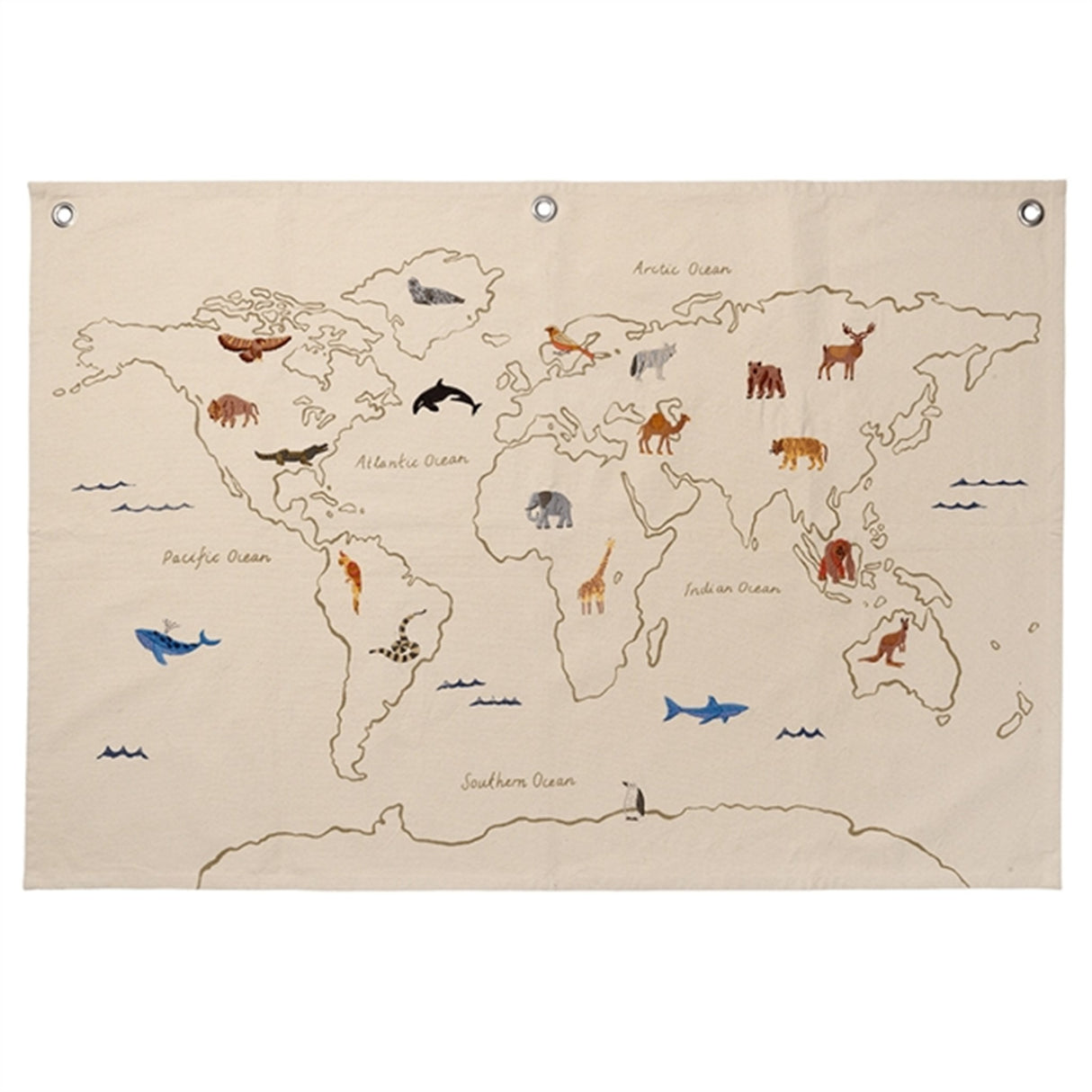 Ferm Living Värld Textil Karta Off-White