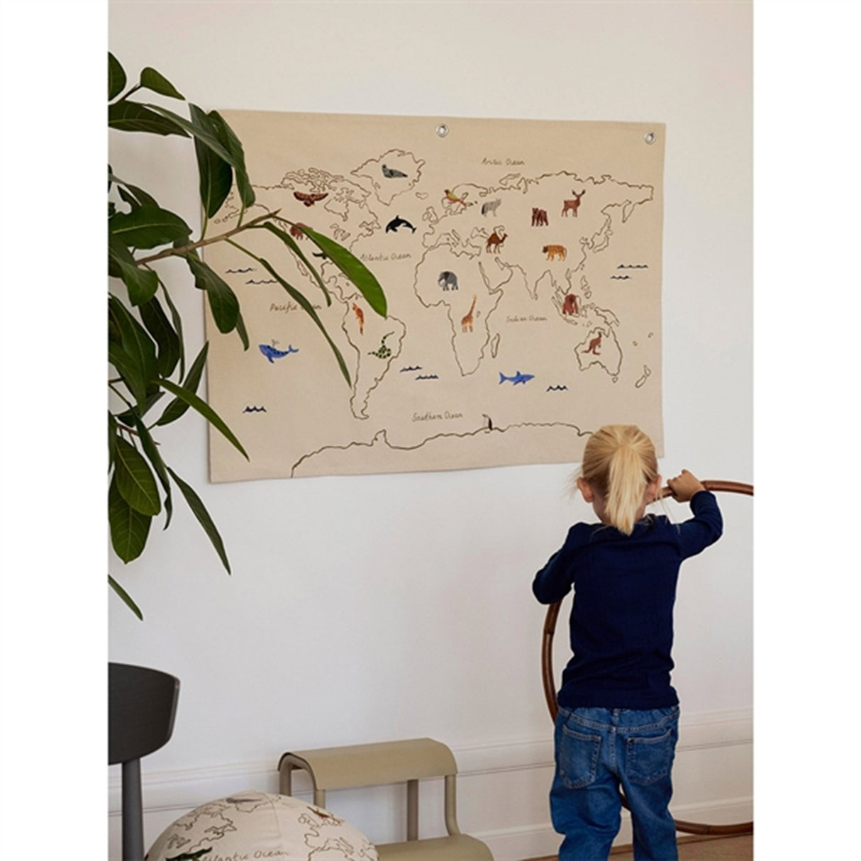 Ferm Living Värld Textil Karta Off-White