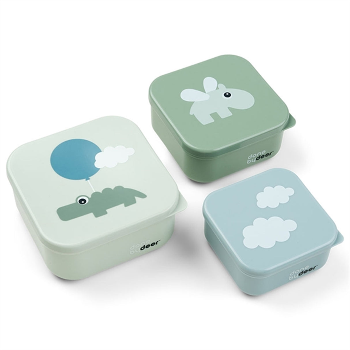 Done by Deer Snack Box set 3-pack Happy Clouds Green