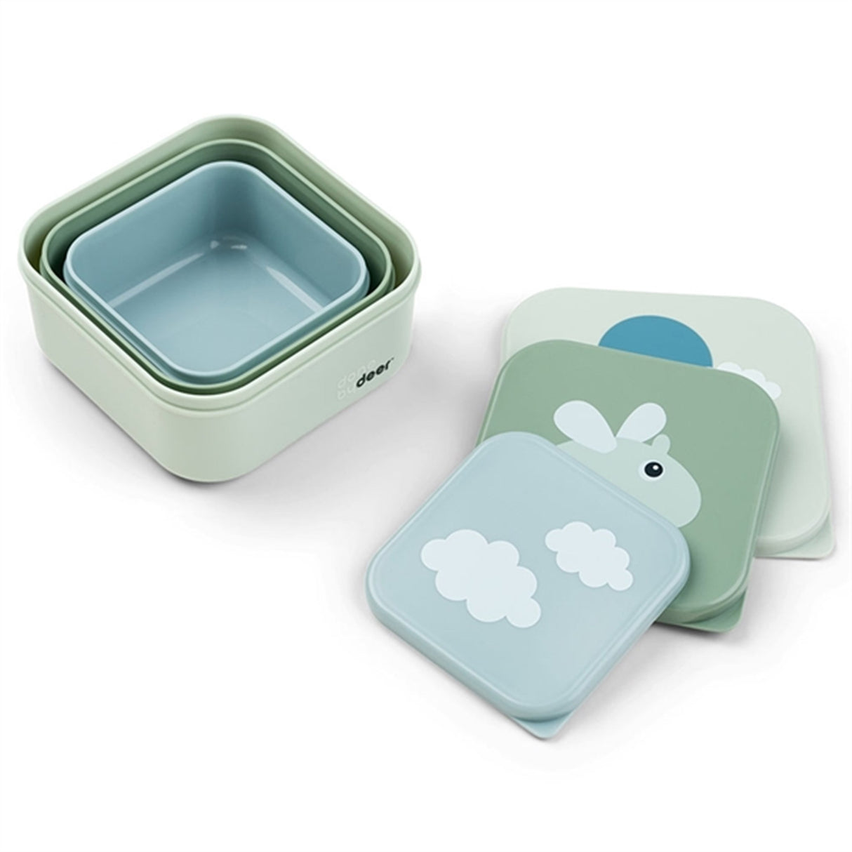 Done by Deer Snack Box set 3-pack Happy Clouds Green