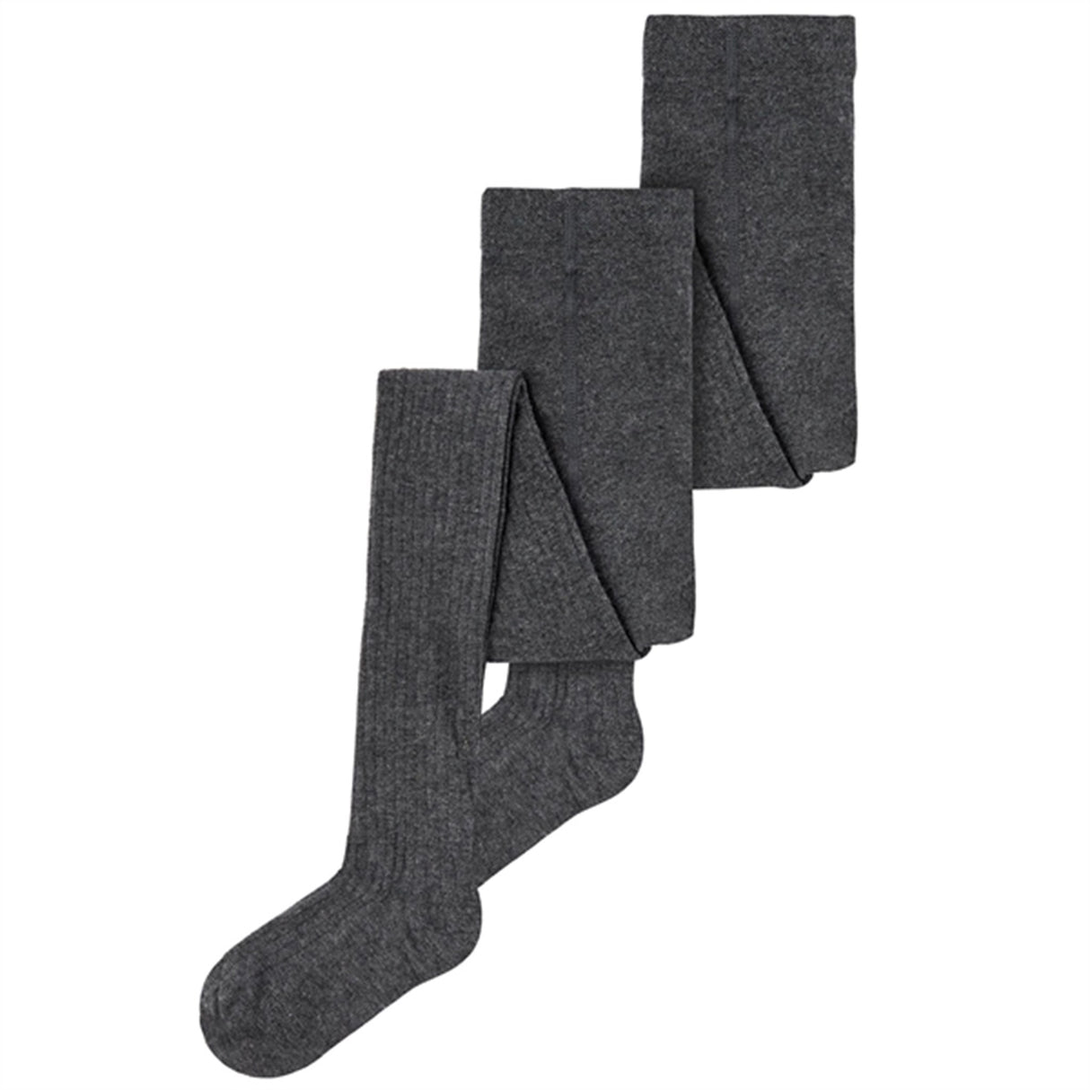 Name it Dark Grey Melange Rib Strumpbyxor 2-pack Noos