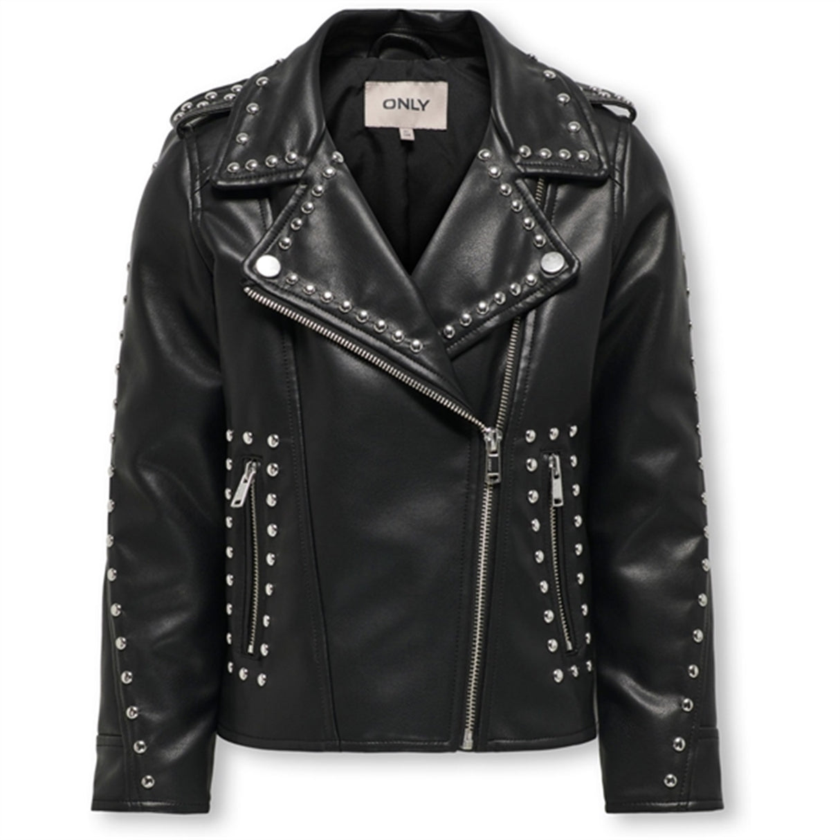 Kids ONLY Black Sia Studded Faux Läder Biker Jacka