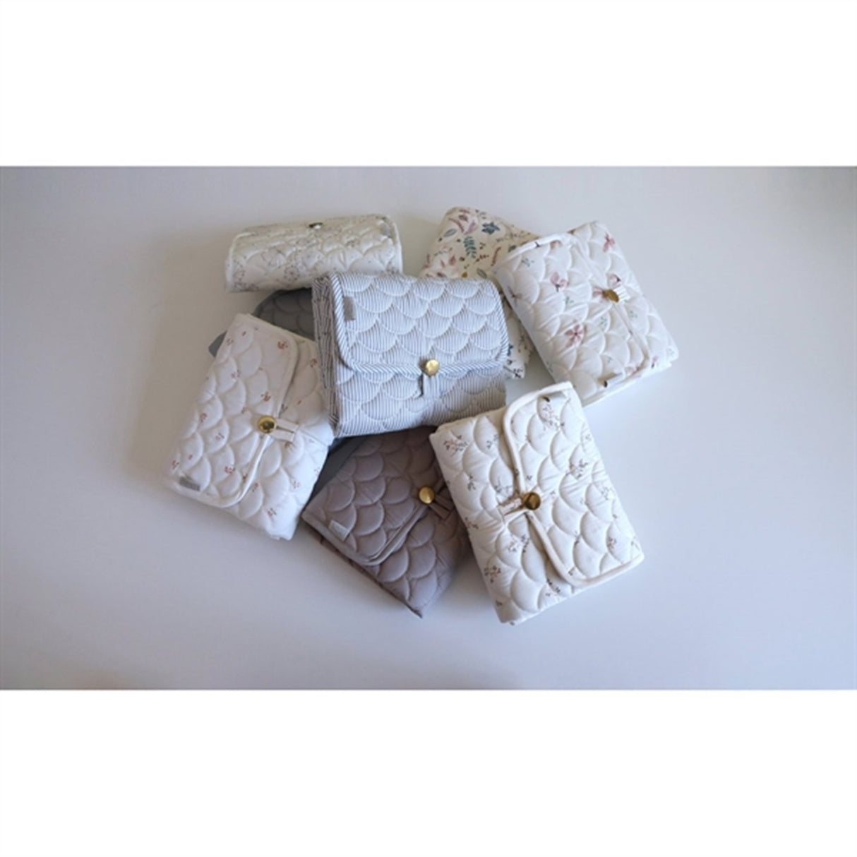 Cam Cam Copenhagen Quiltet Skötmatta Classic Stripes Blue, Praline