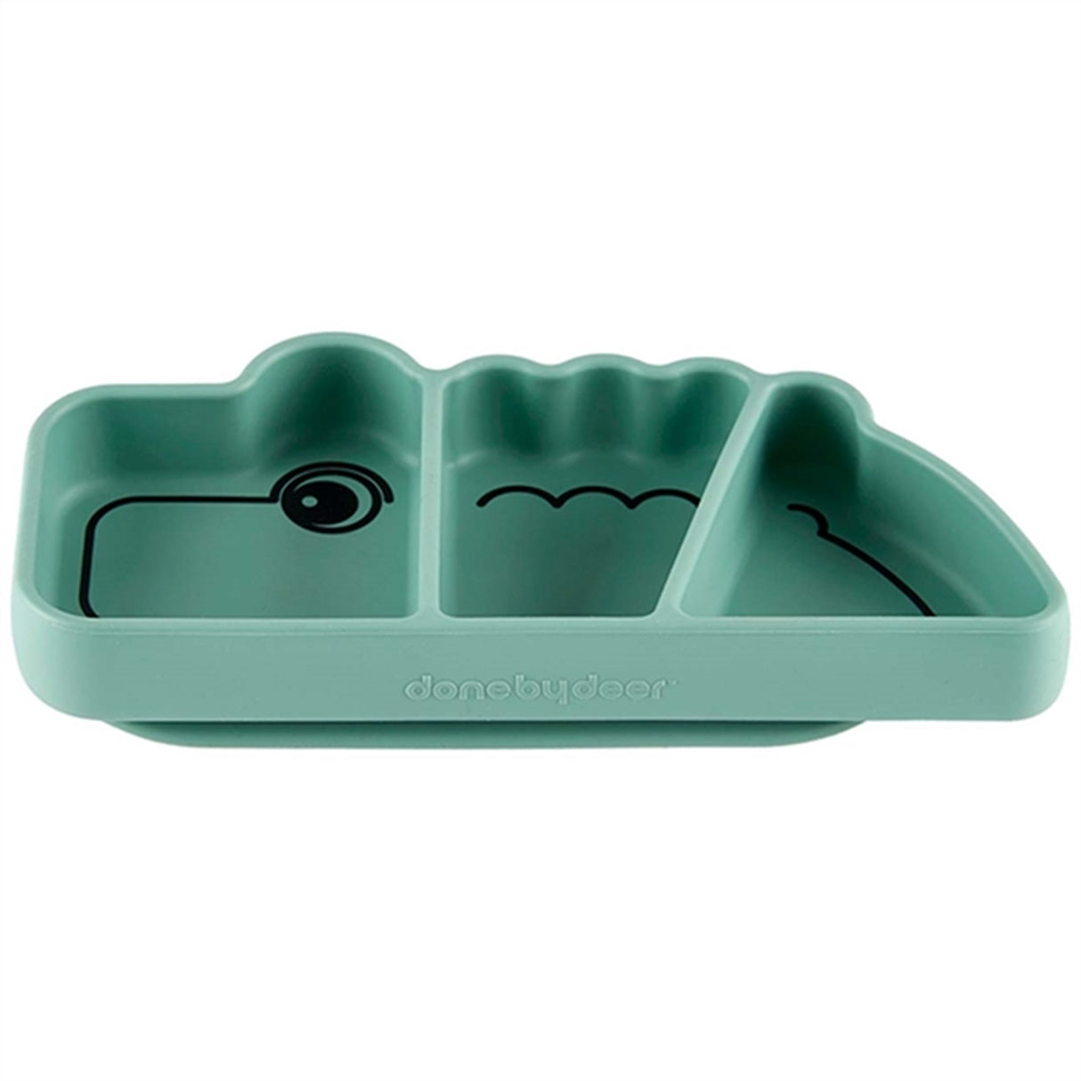 Done by Deer Silikon Stick & Stay Snack Plate Croco Green