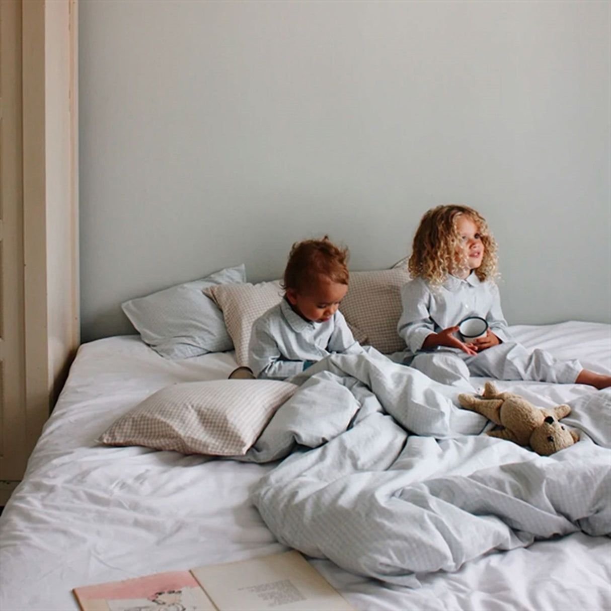 lalaby Blue Gingham Klassisk Sängkläder