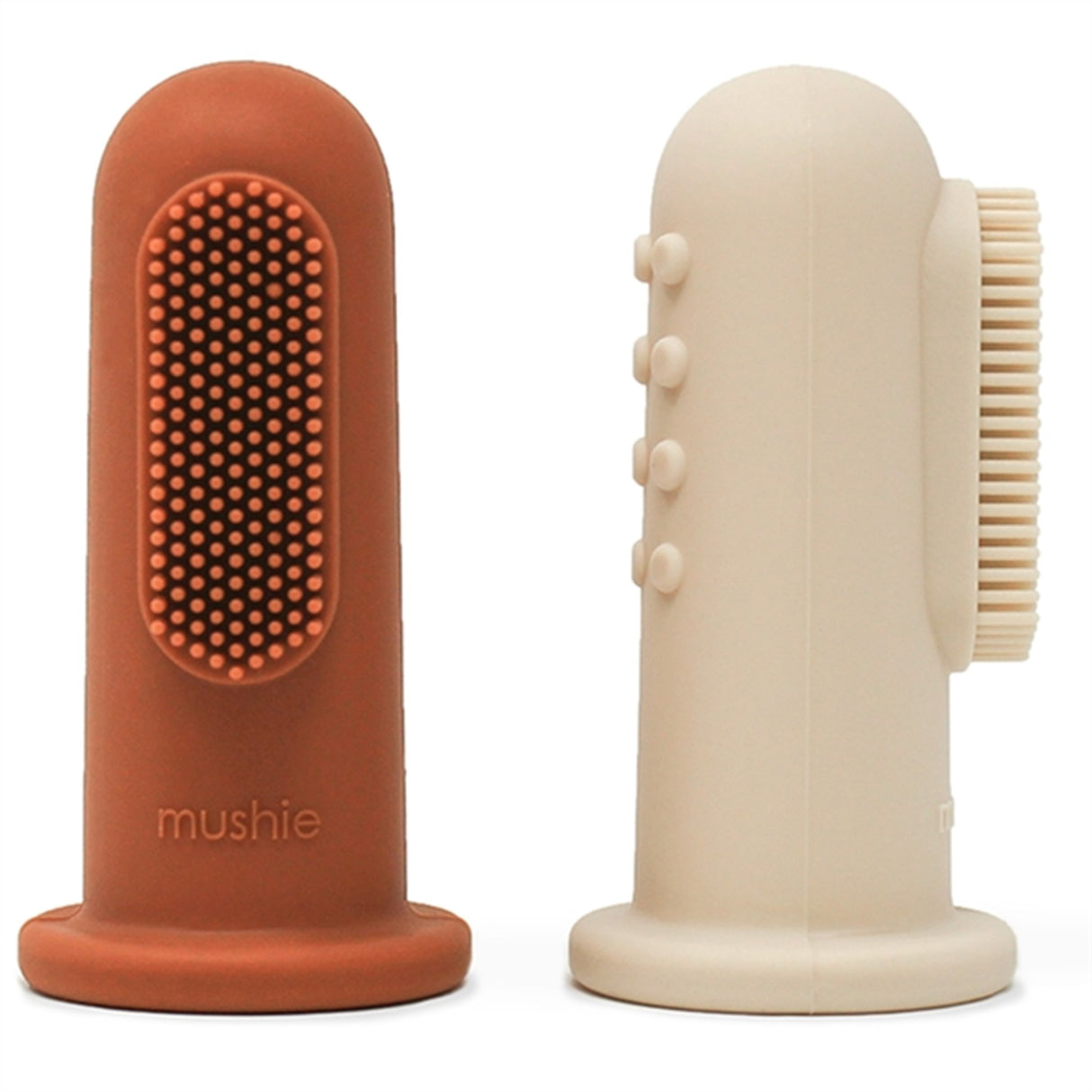 Mushie Finger Tandborste 2-pack Clay/Shifting Sand