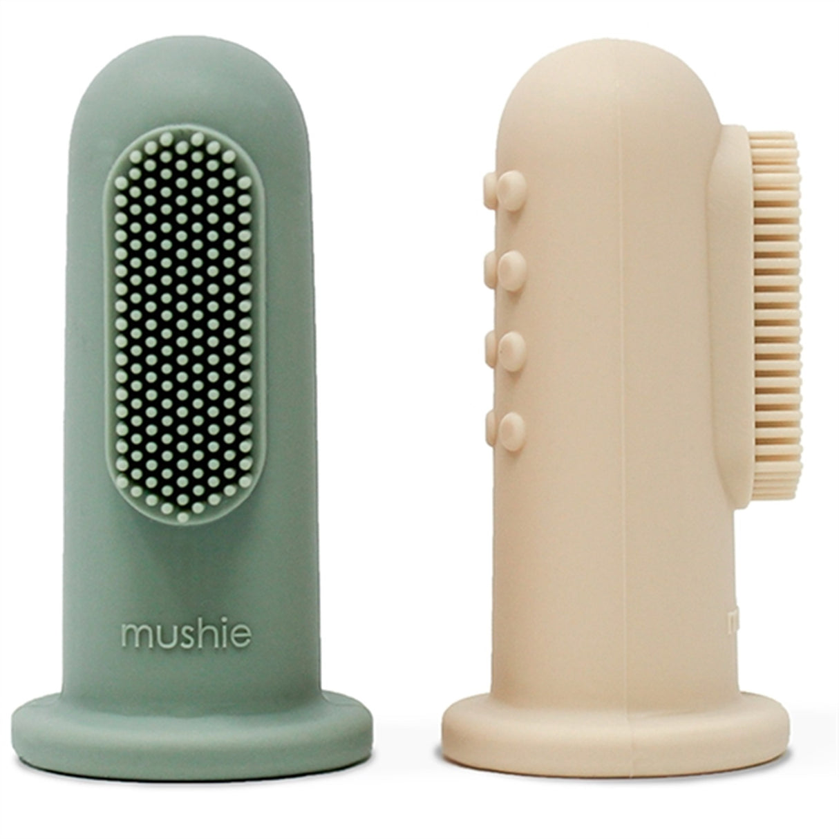 Mushie Finger Tandborste 2-pack Cambridge Blue/Shifting Sand