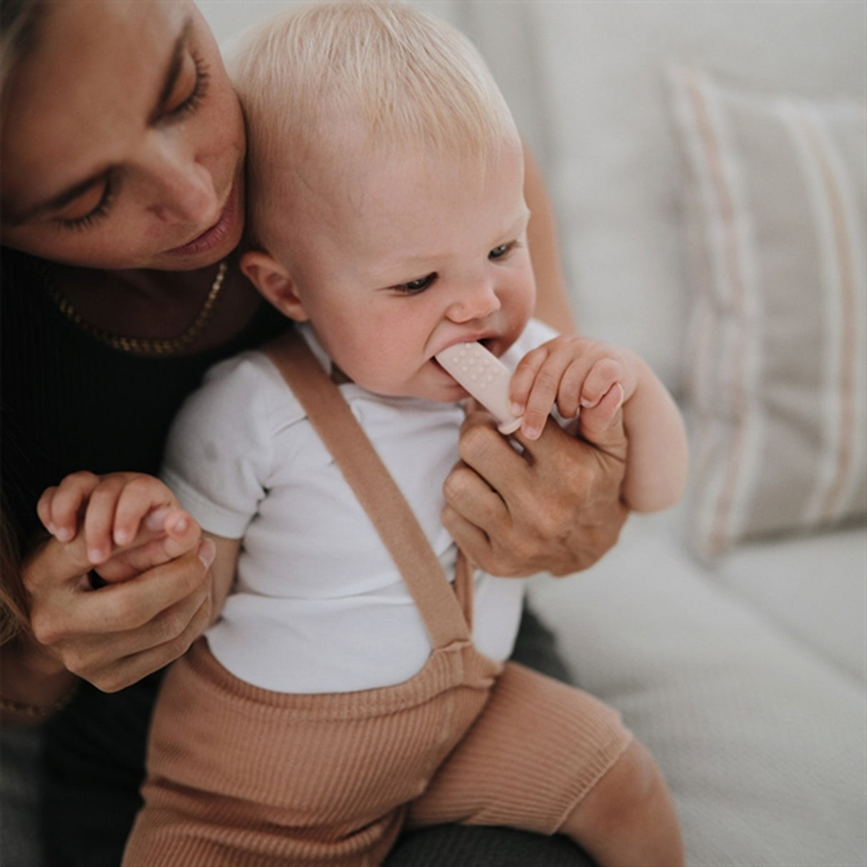 Mushie Finger Tandborste 2-pack Cambridge Blue/Shifting Sand