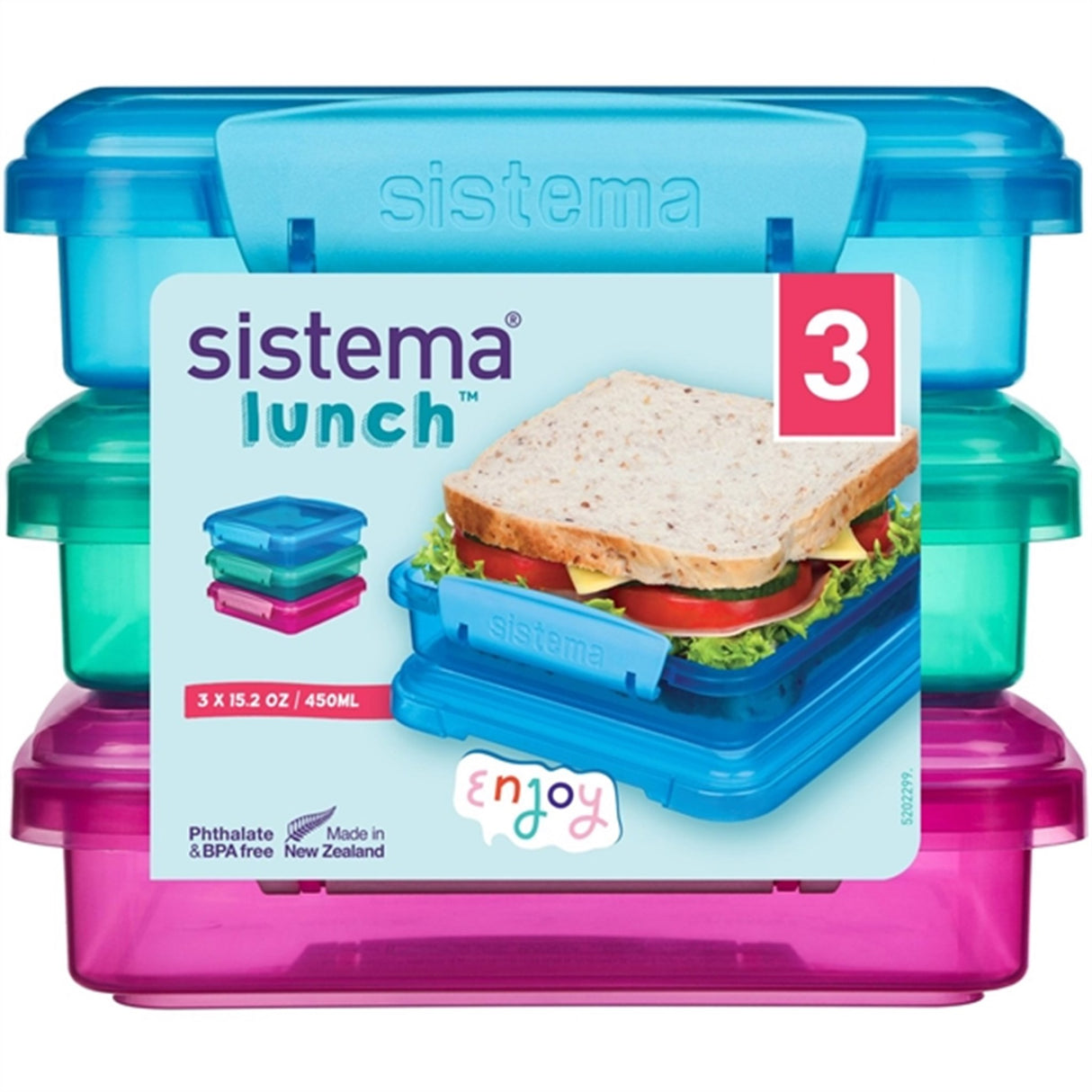 Sistema Sandwich Box Lunchlåda 450 ml Lunch Mixed Pack 3-pak