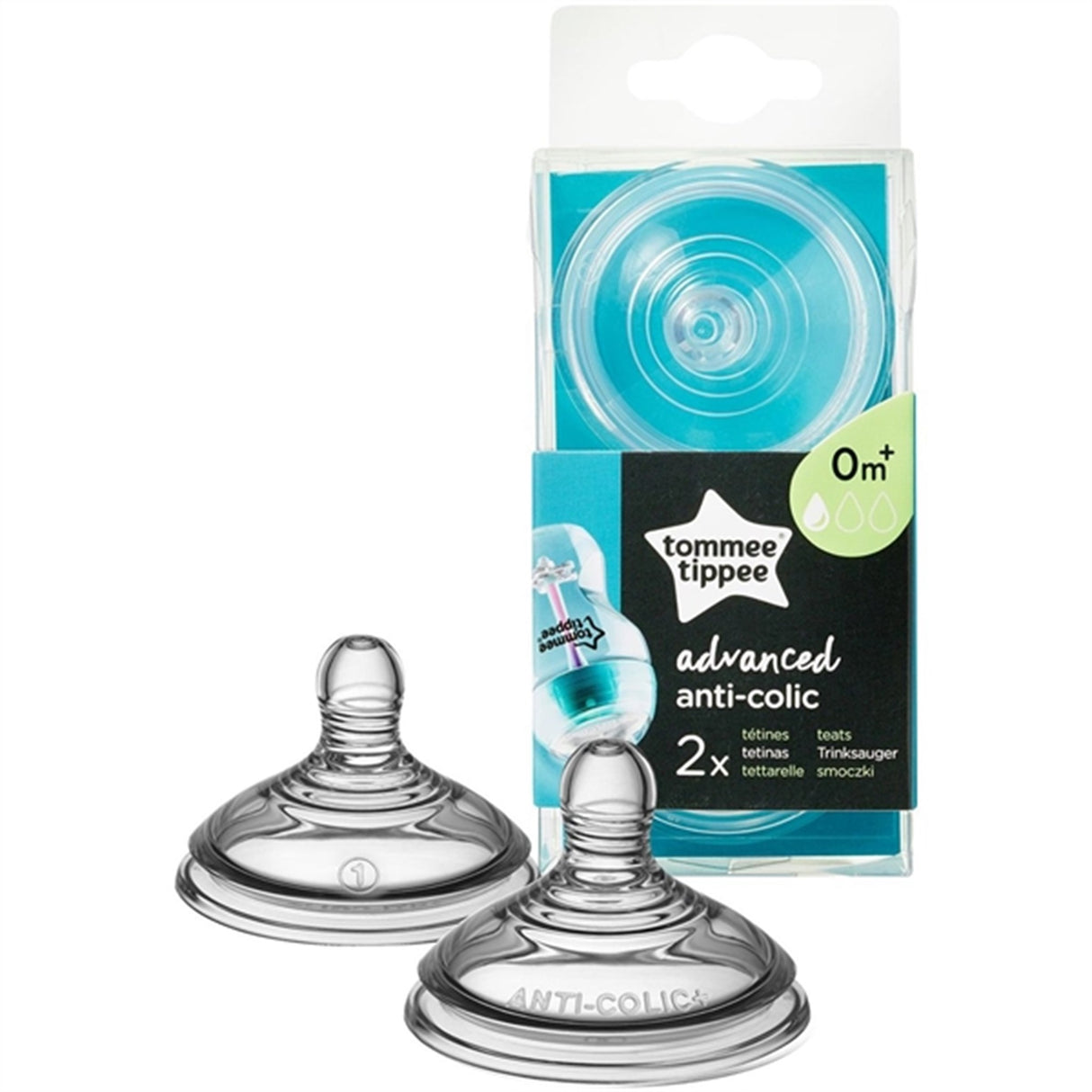 Tommee Tippee Flasknapp Anti-Kolik 0+ mdr (slow) 2 stk.