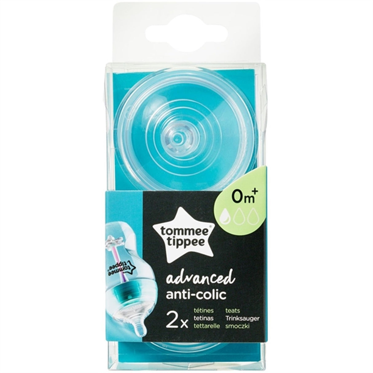 Tommee Tippee Flasknapp Anti-Kolik 0+ mdr (slow) 2 stk.