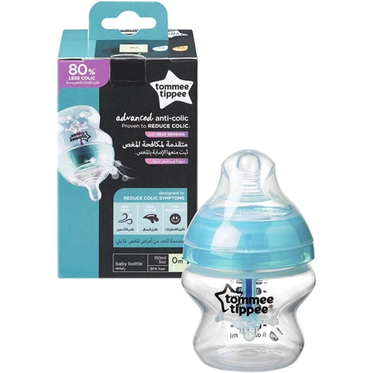 Tommee Tippee Nappflaska m/Värmeindikator - Anti-Kolik 150 ml
