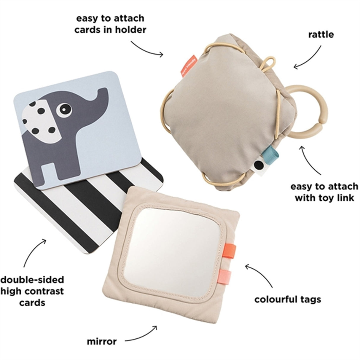 Done by Deer Bebis Kontrastkortholder Deer Friends Sand