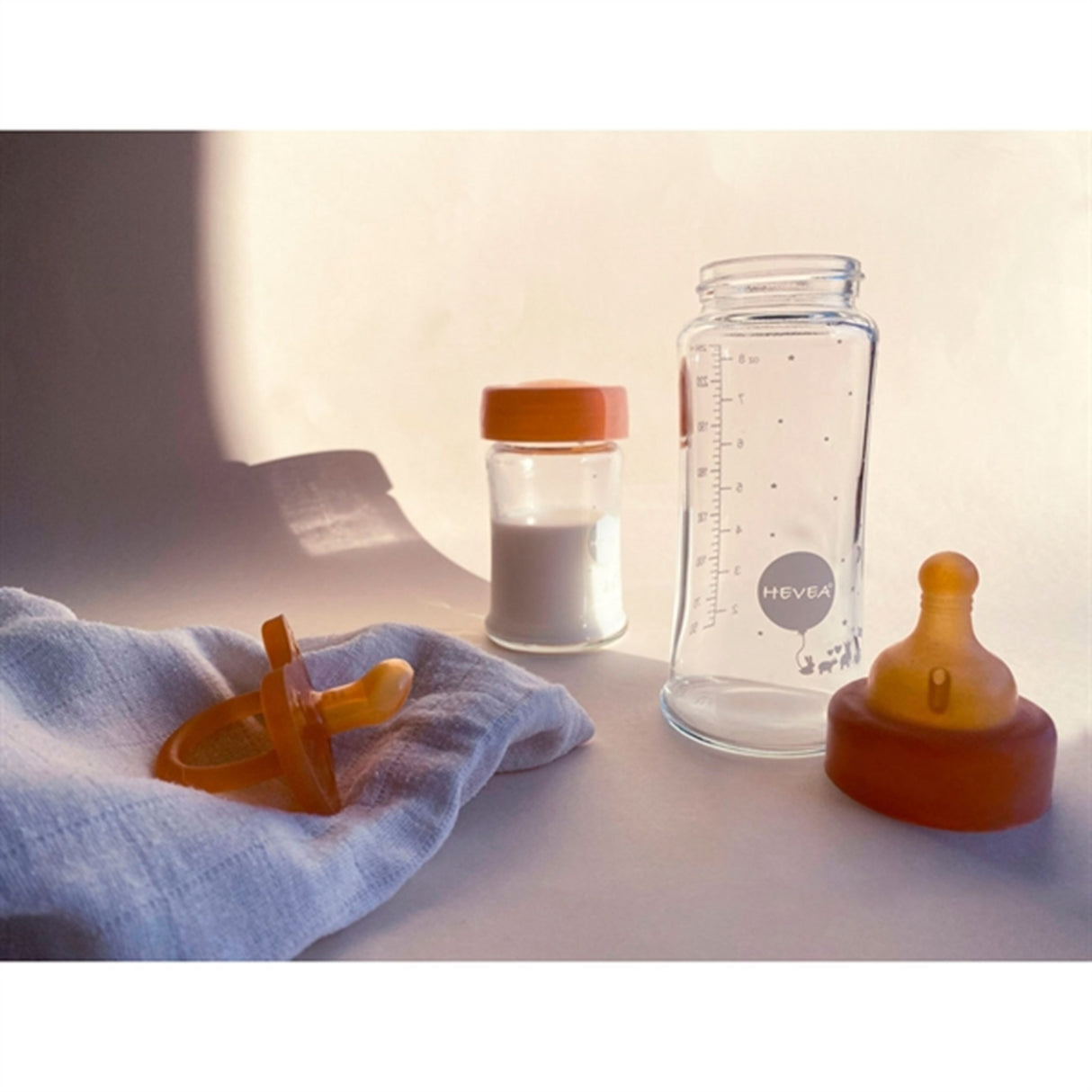 Hevea Nappflaskor Glas Med Bred Hals 250 ml 2-pack