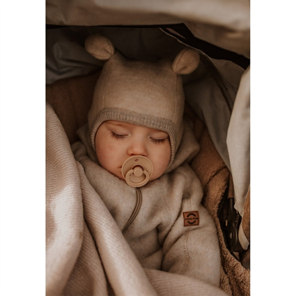 Mikk-Line Ull Elefanthatt med Ører Melange Offwhite