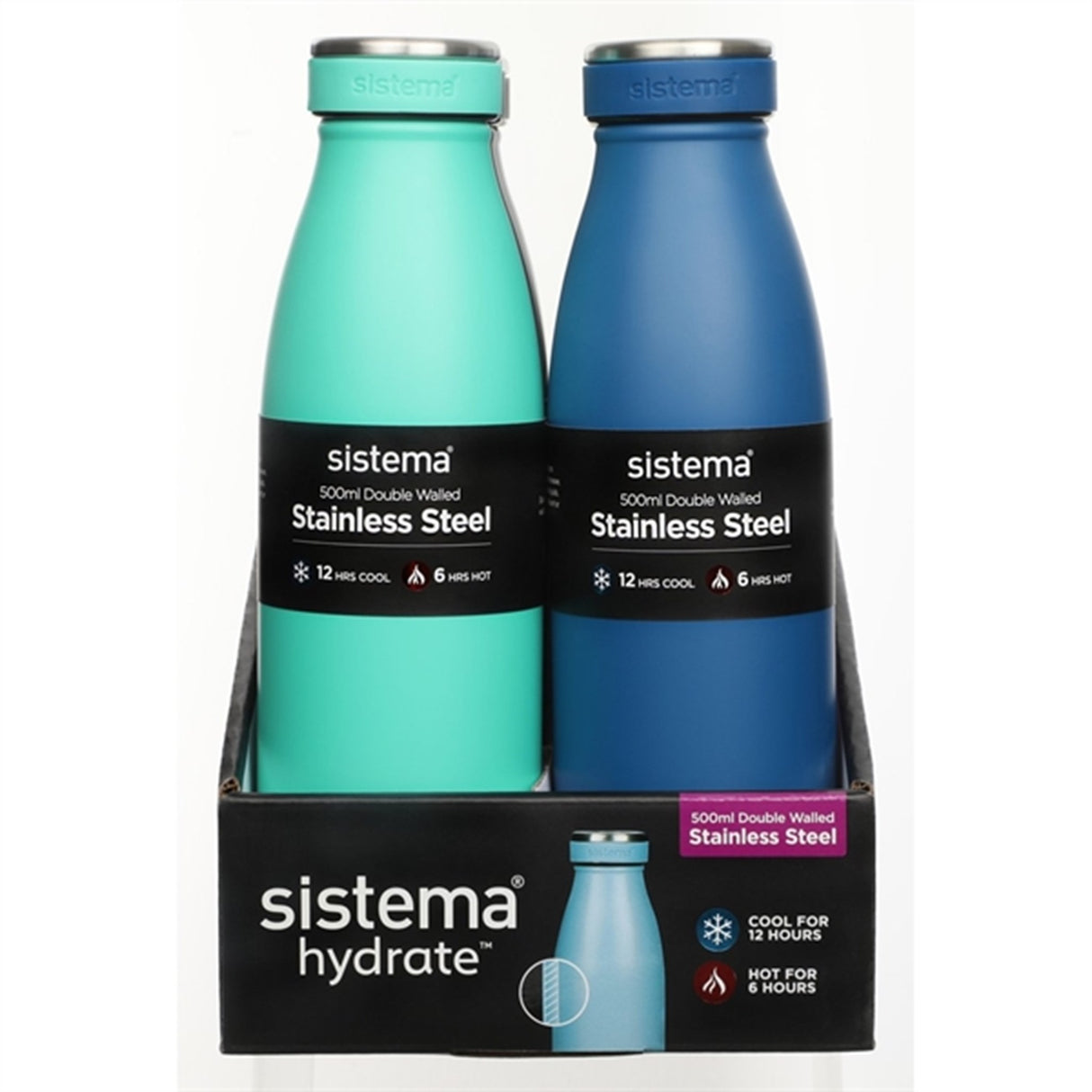 Sistema Stainless Steel Vattenflaska 500 ml Ocean Blue