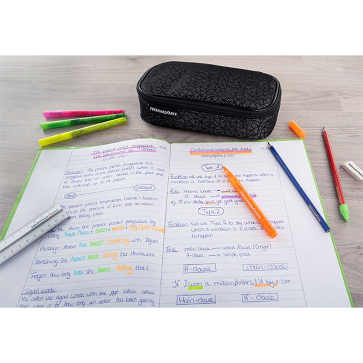 Faber-Castell EFA Pennfodral Jumbo Tyg Svart/Grå