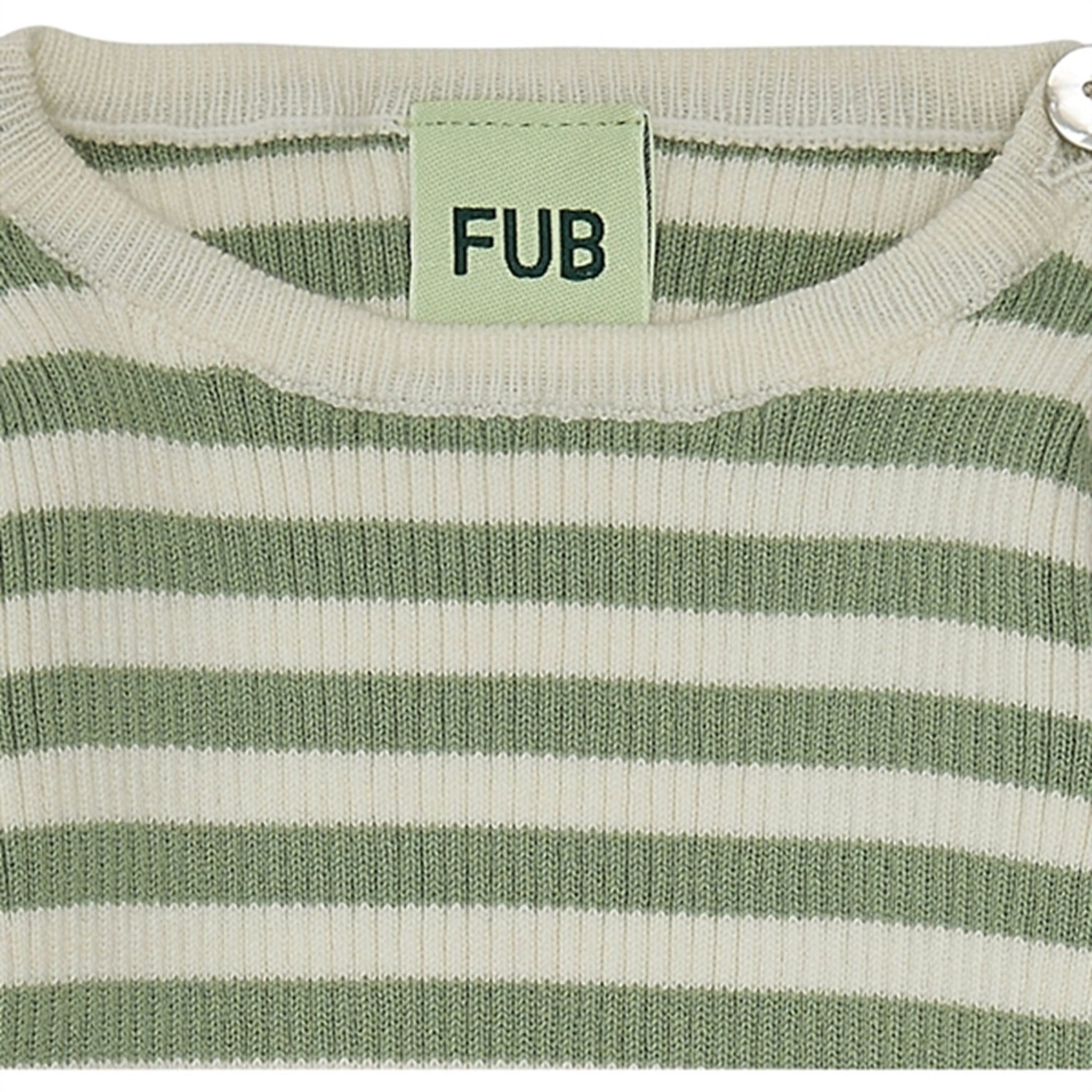 FUB Bebis Striped Rib Tröja Ecru/Leaf 2