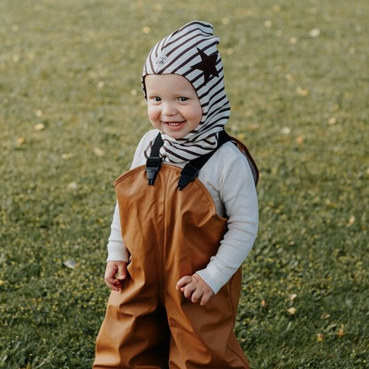 Racing Kids Balaklava Top Star Stripe Brun / Vit