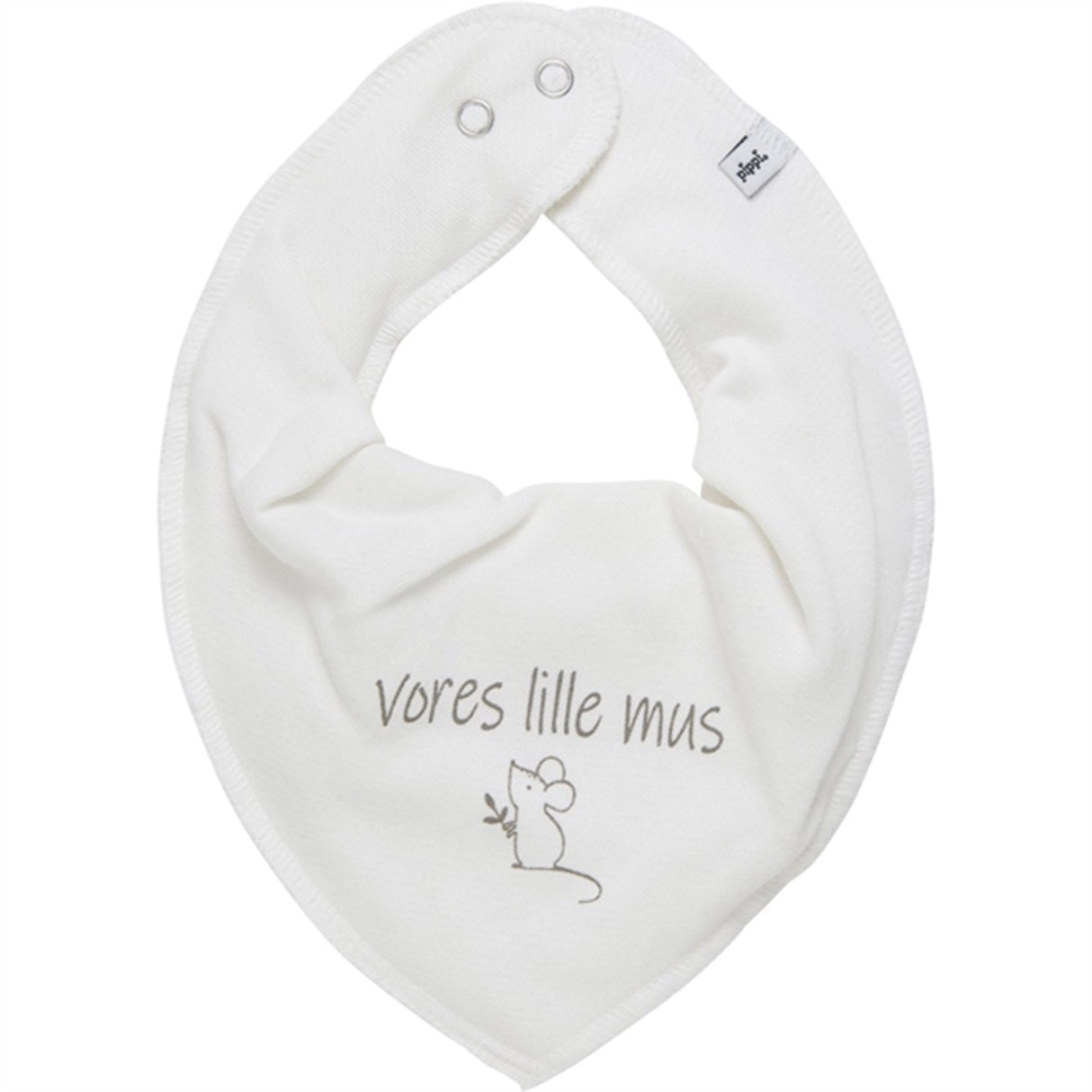 Pippi Bandana Haklapp m. Text Marshmallow White