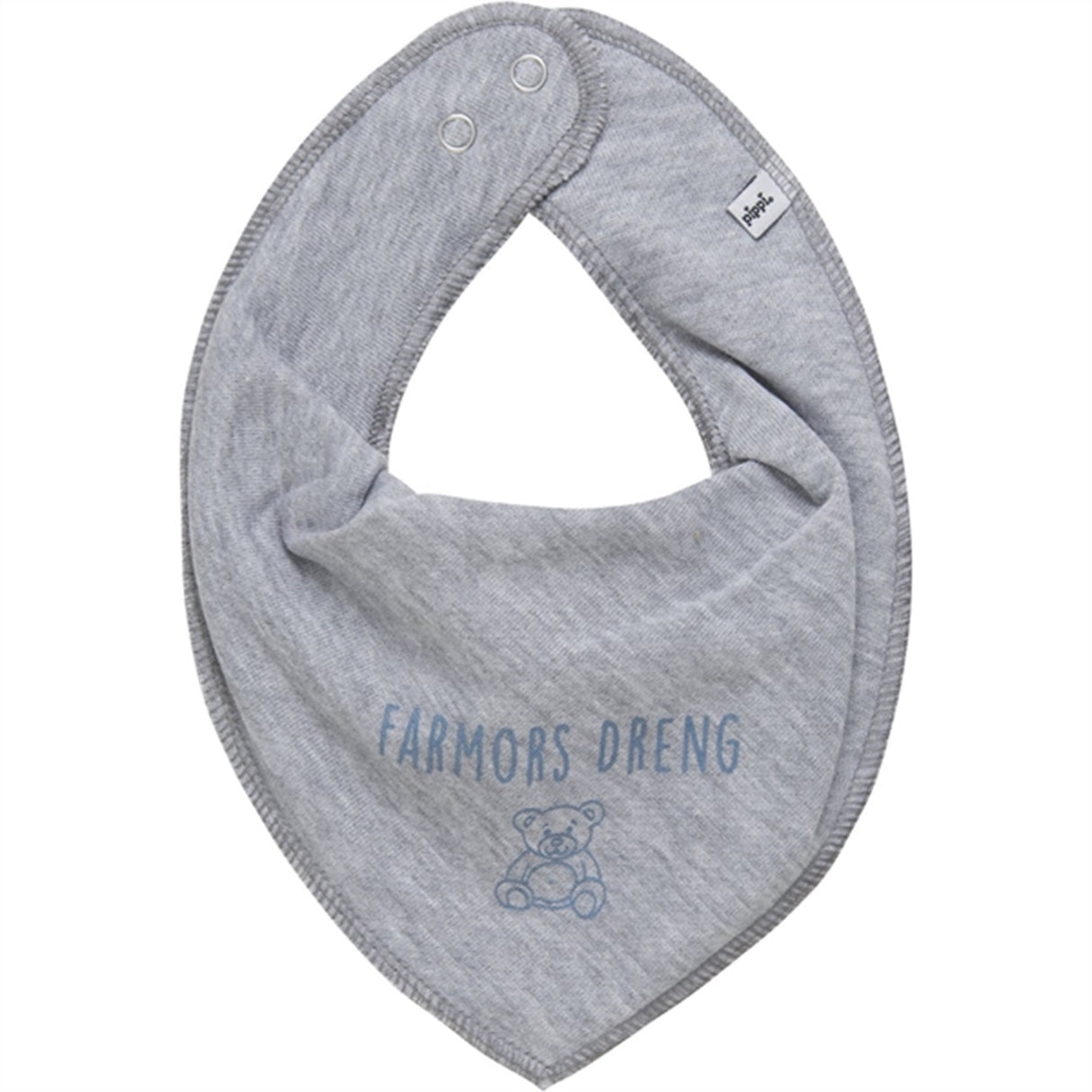 Pippi Bandana Haklapp m. Text Grey Melange