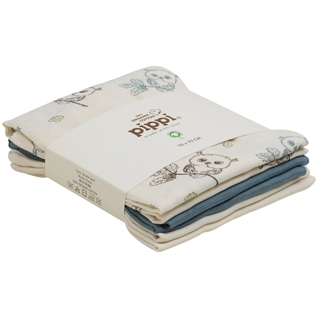 Pippi Ekologiske Tygblöjor 3-pack Metal Mint