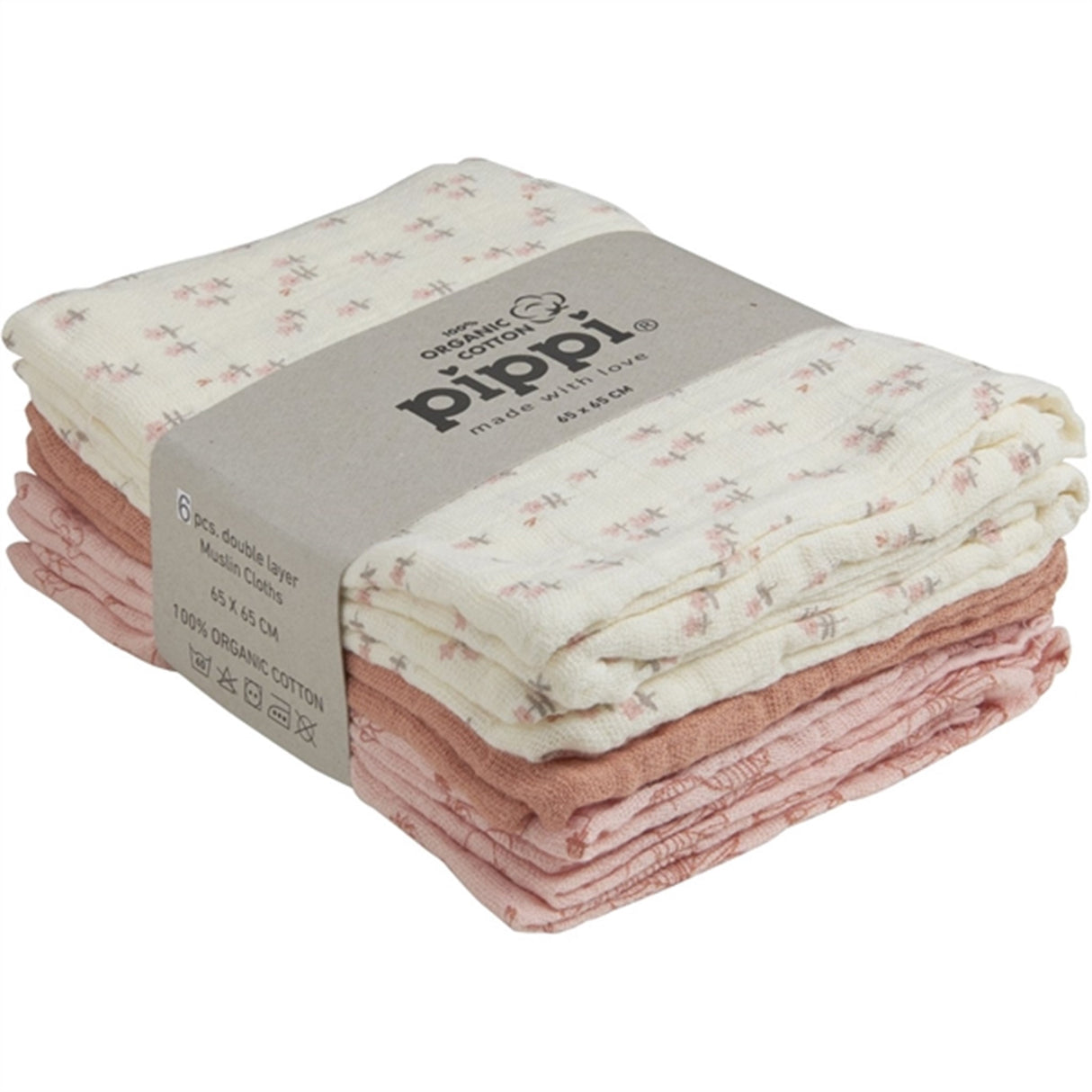 Pippi Ekologiske Tygblöjor 6-pack Veiled Rose