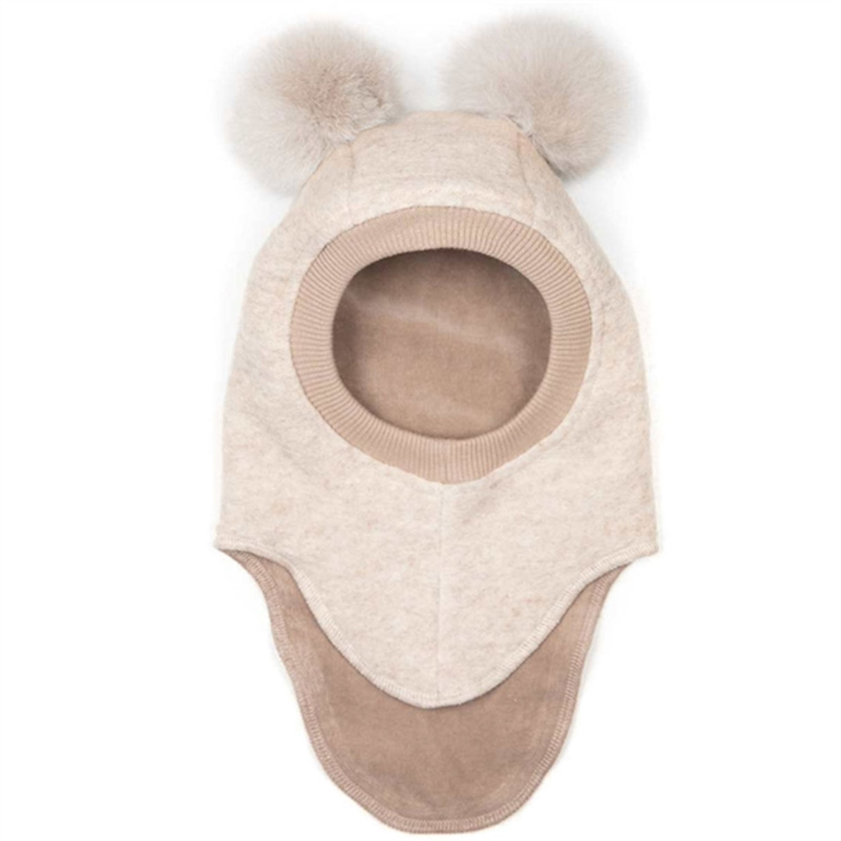 Huttelihut Elefanthatt m. Alpaca Pompoms Big Bear Sand Melange