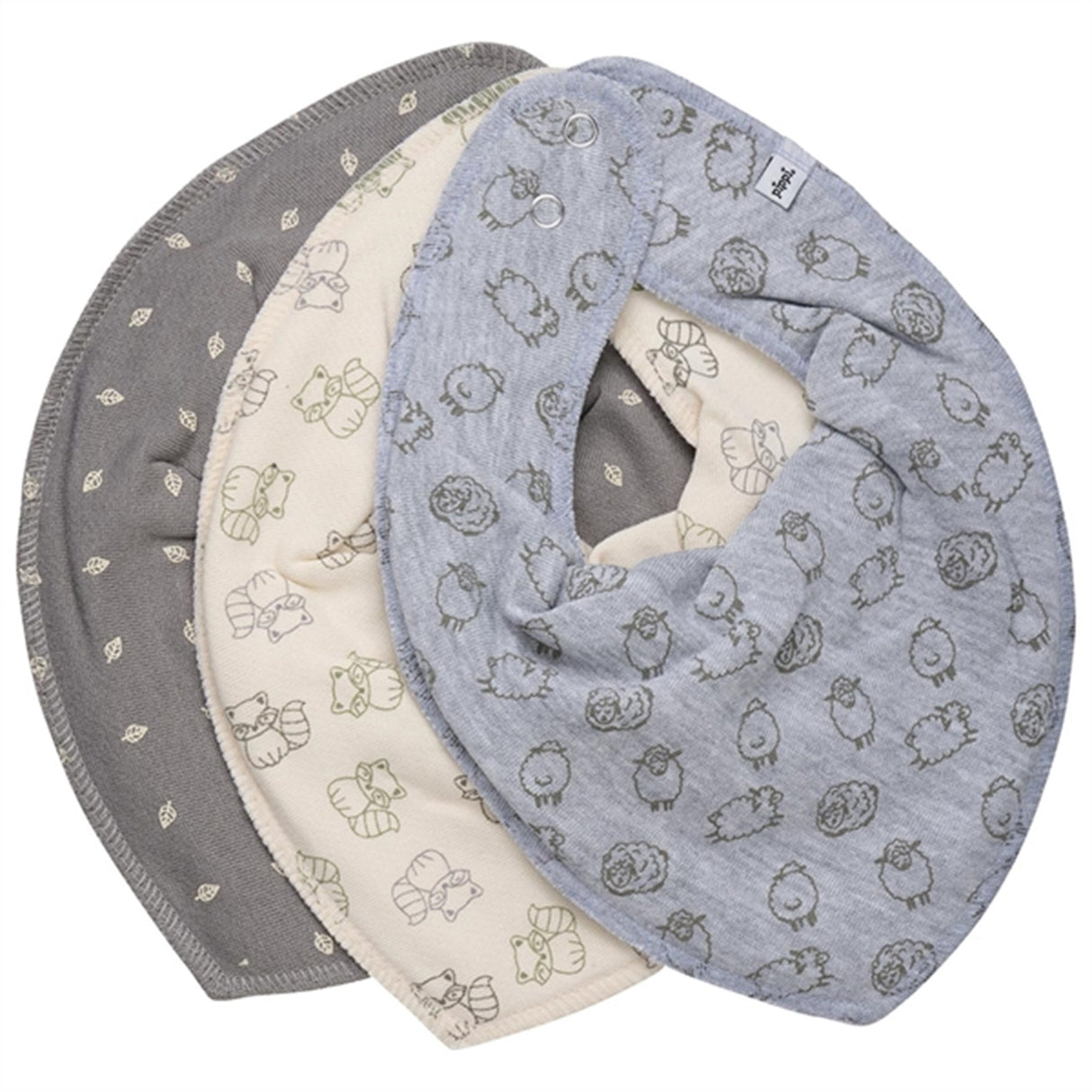 Pippi Bandana Haklapp 3-pack Grey Melange