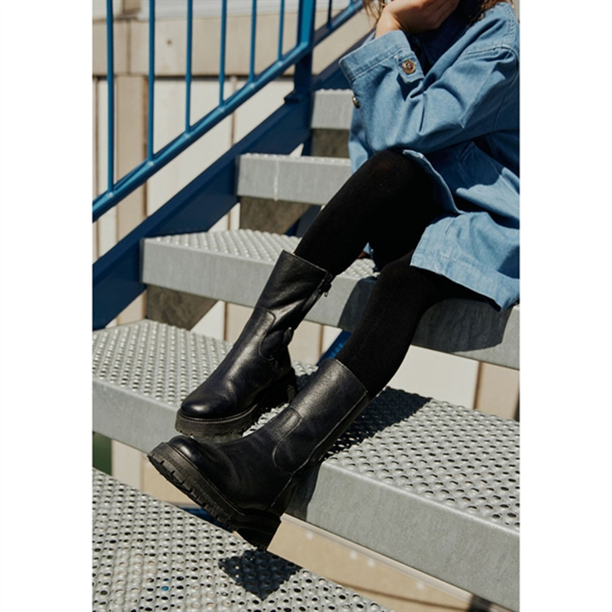 Angulus Mid-Cut Stövlar Med Dragkedja Black/Black