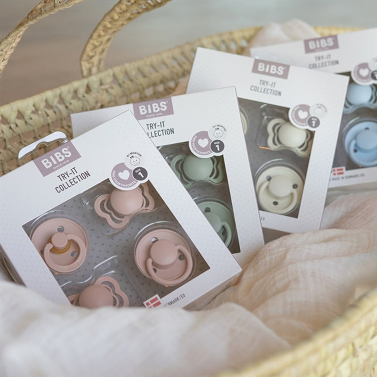 Bibs Try-it Collection Silikon/Naturgummi Nappar 4-pack Sage