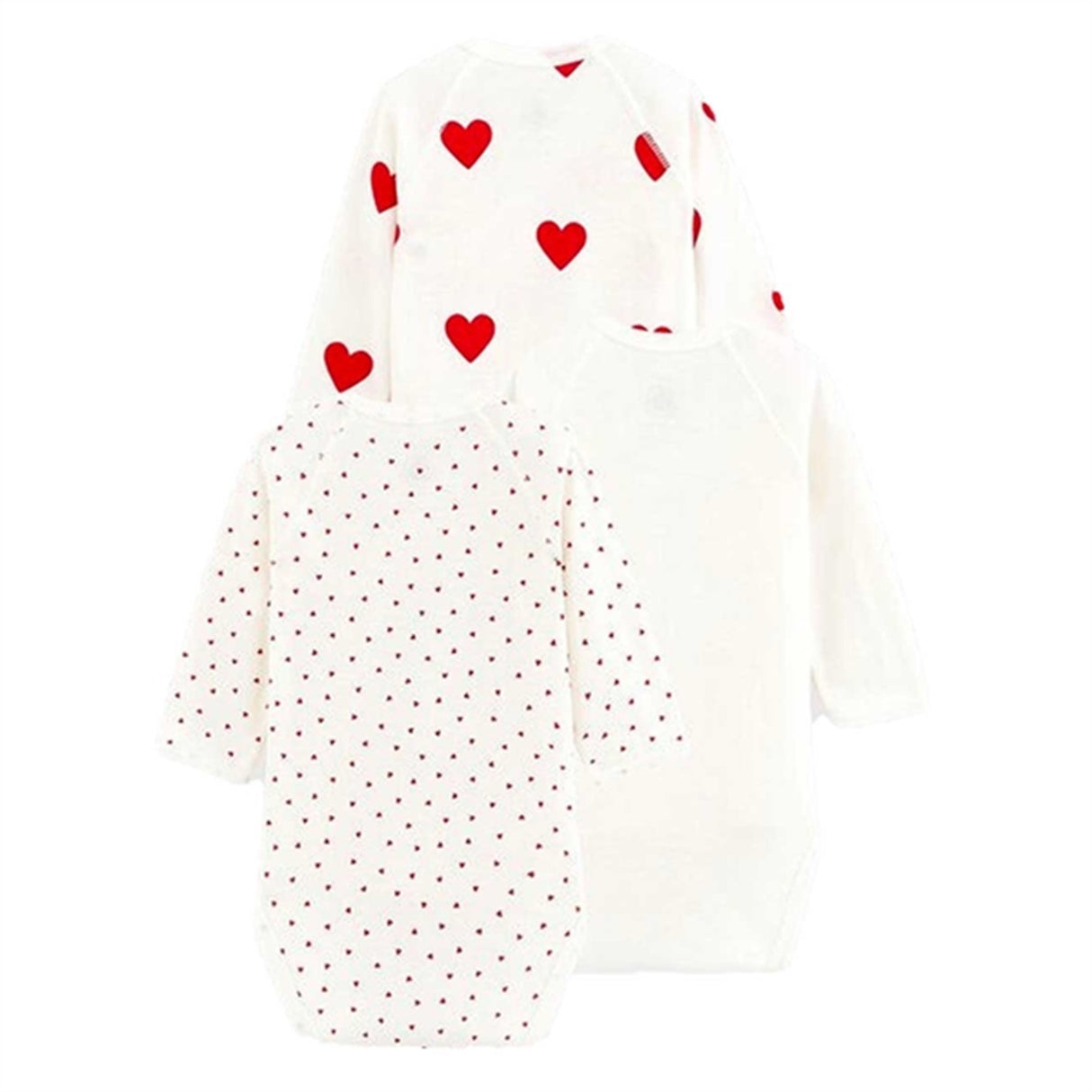 Petit Bateau Body ML 3-pack White/Red Hearts